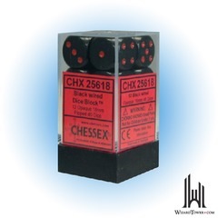 Opaque - 16mm Dice Block - Black / red